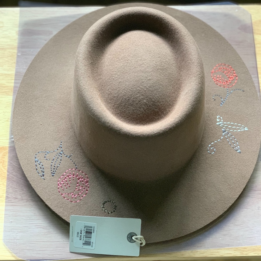 Floral Embroidered Lucky Brand Hat | Tan - Picture 2 of 2